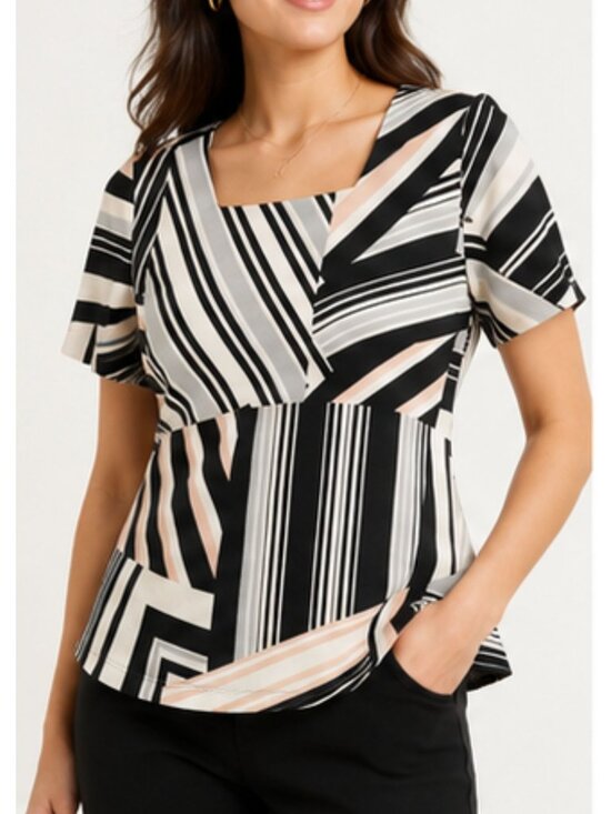 Jules & Leopold Tops - Jules & Leopold Geometric Print Short Sleeve Blouse Size M